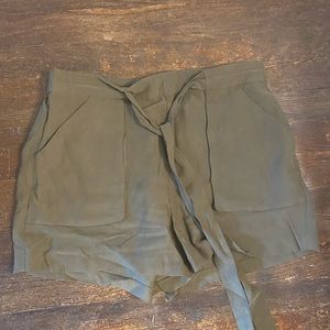 Mango Tie Waist Shorts In Olive